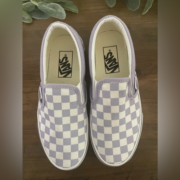 Purple Checkered Slide On Vans - Picture 3 of 6